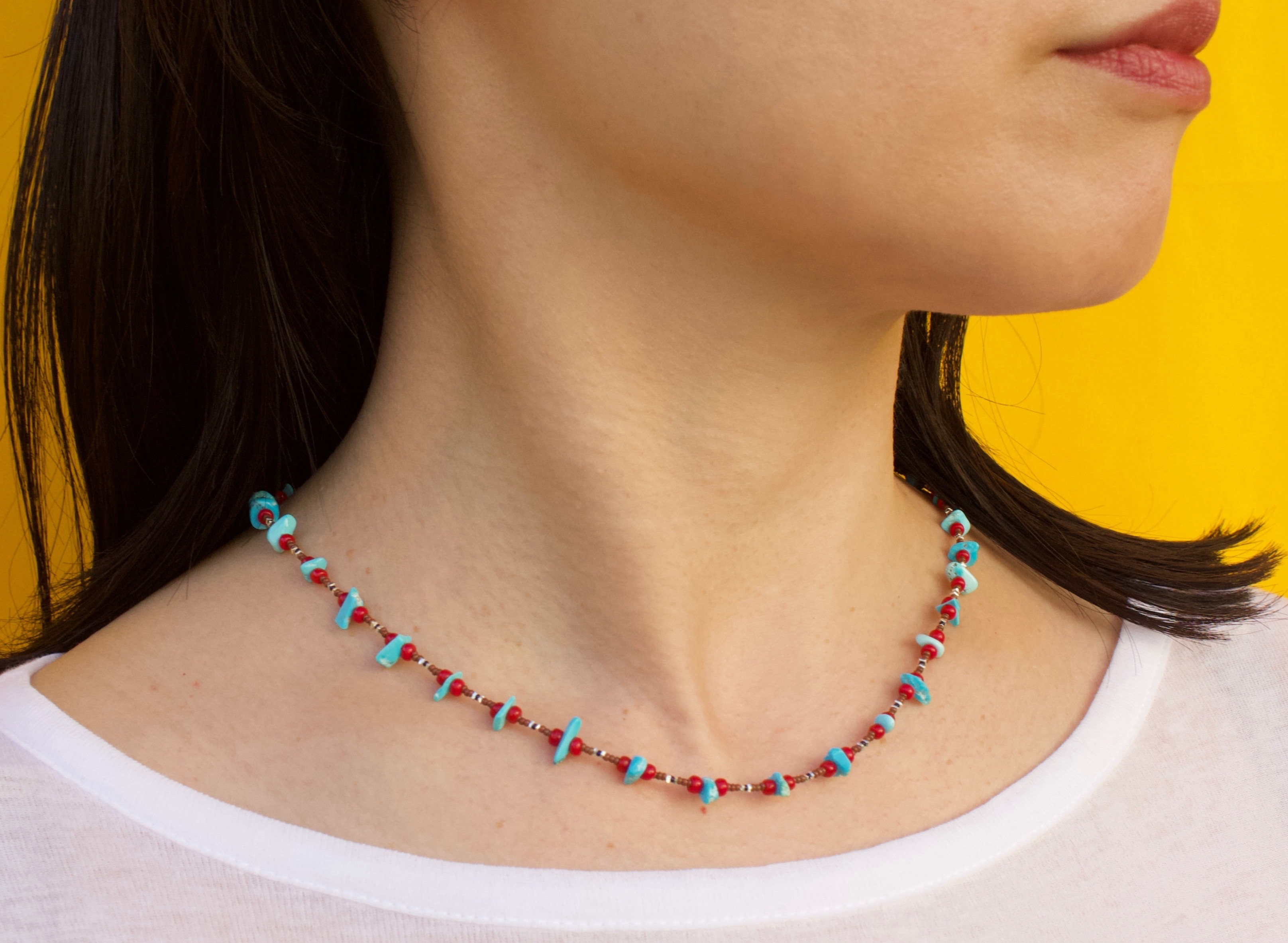 NATIVE / カレンシルバー ヴィンテージビーズ　天然石　ネックレス