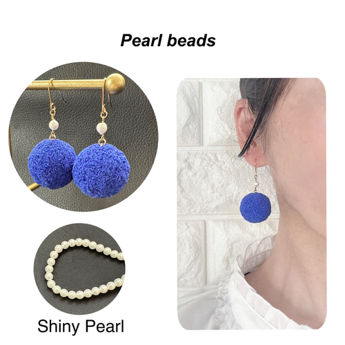 再販✨】ポンポンピアス ターコイズブルー おしゃれ可愛い ブルー 青