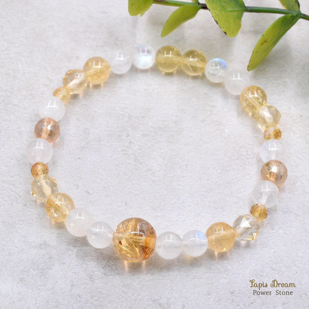 お金の運気上昇のお守り | シトリンとゴールデンオーラの天然石パワー.ストーン ブレスレット