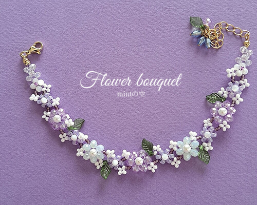 ラベンダー色のお花ブレスレット ブレスレット mintの空 通販 19215790