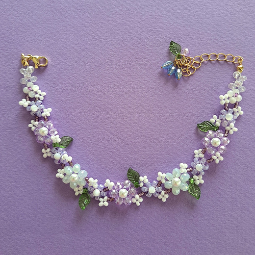 LAST‼️ラベンダーカラーオパールブレスレット ラベンダー色のお花ブレスレット ブレスレット mintの空 通販 19215790