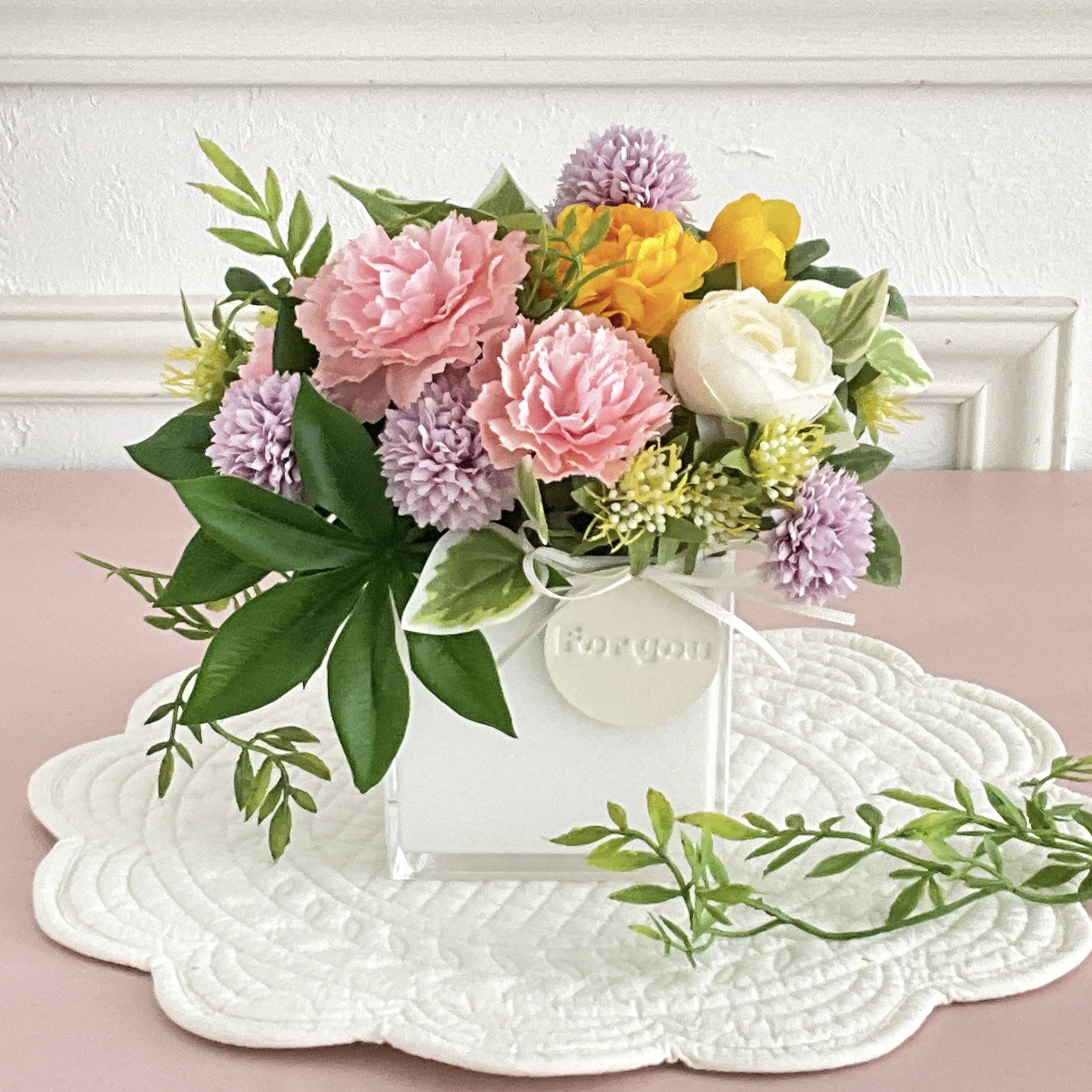 最新作！母の日フラワー！ピンクカーネーションとバオバブのナチュラルアレンジ