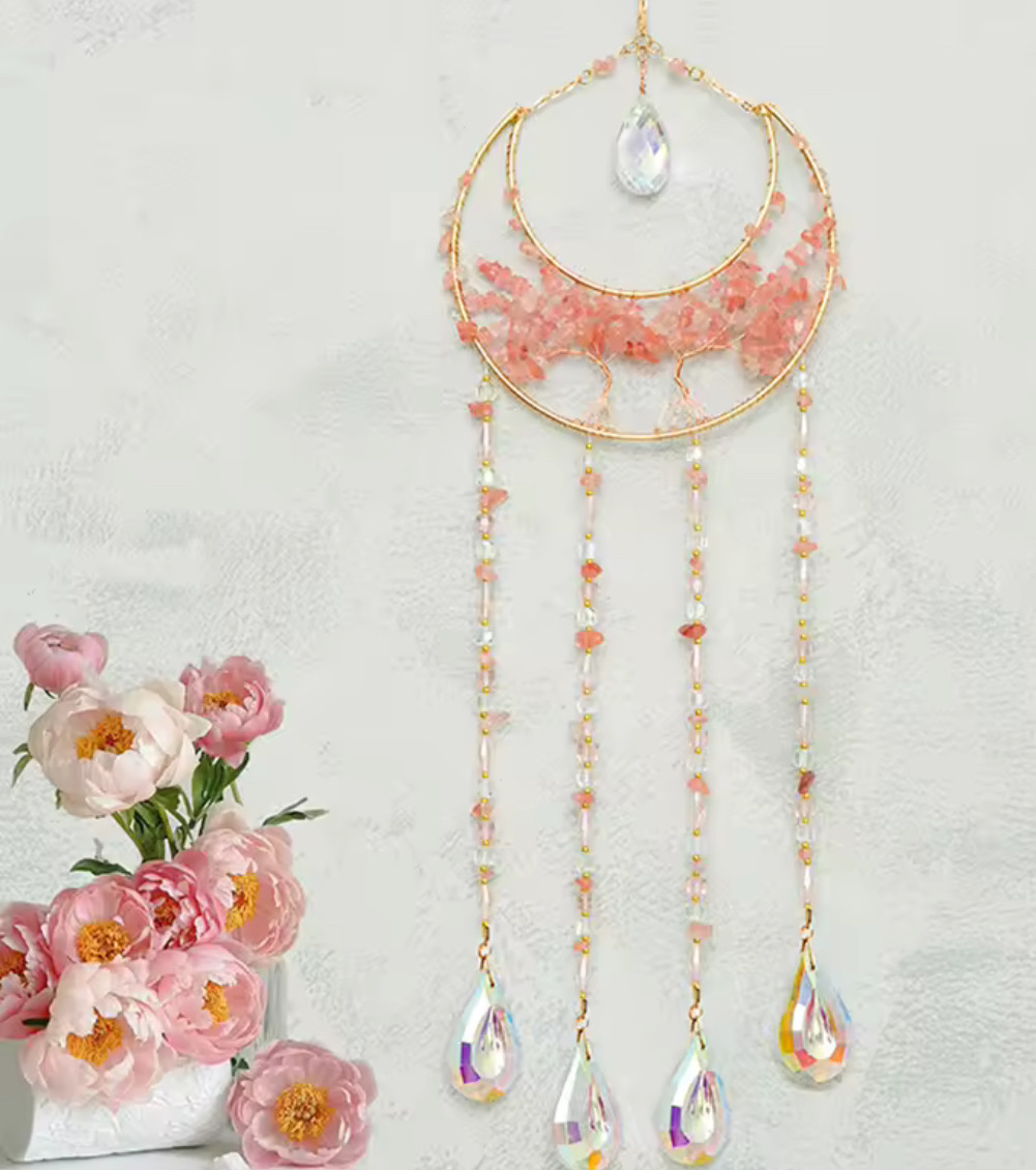 サンキャッチャー インテリア 窓飾り 壁飾り ドア飾り クリスタル ガラス ドアチャイム 全長58㎝