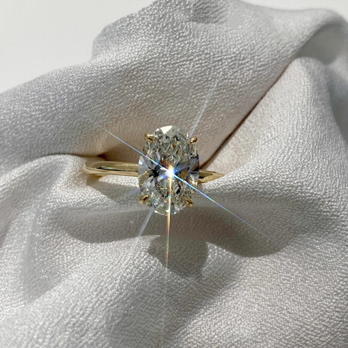 K18 2.05ct E VS1 オーダーメイドリング オーバルカット ラボ