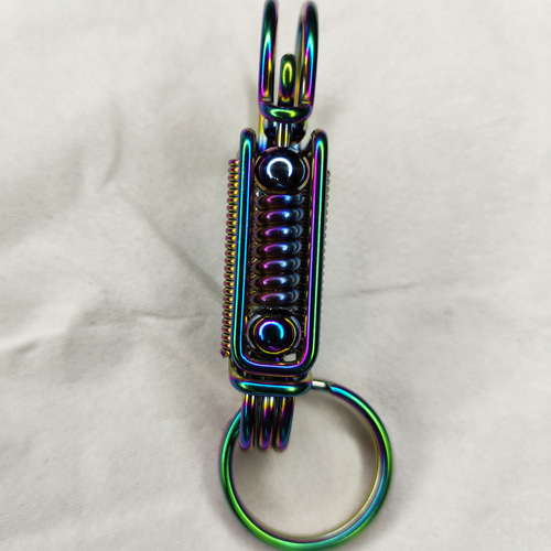 1 / 8 カラビナ レインボー キーチェーン、手作りワイヤーラップ キー