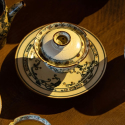 詩瓷集 中国唐風青花磁 窓絵花卉｜唐草文様 小皿 菓子皿 新入荷 直径約15cm 景徳鎮製 3枚目の画像