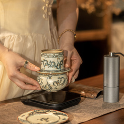 詩瓷集 中国唐風青花磁 窓絵花卉｜唐草文様 小皿 菓子皿 新入荷 直径約15cm 景徳鎮製 8枚目の画像