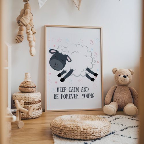 アートポスター キッズポスター 羊 動物イラスト 英語メッセージ