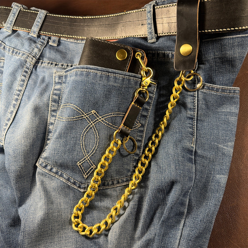 クロムエクセル使用｜真鍮喜平ウォレットチェーン – WCB-BCE-60 クロムエクセルレザー使用｜喜平ウォレットチェーン｜高級感と無骨さを