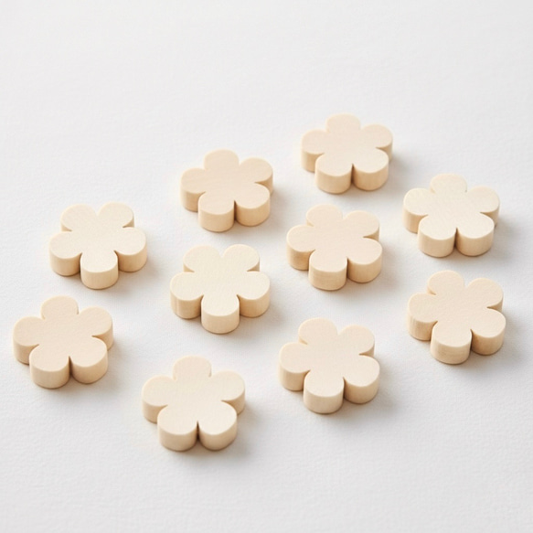 【フラワー 30個】花 ナチュラル ウッドビーズ 丸 穴約2〜3mm 木目 天然 木製 約19mm前後 1枚目の画像