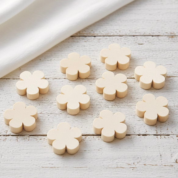 【フラワー 30個】花 ナチュラル ウッドビーズ 丸 穴約2〜3mm 木目 天然 木製 約19mm前後 3枚目の画像