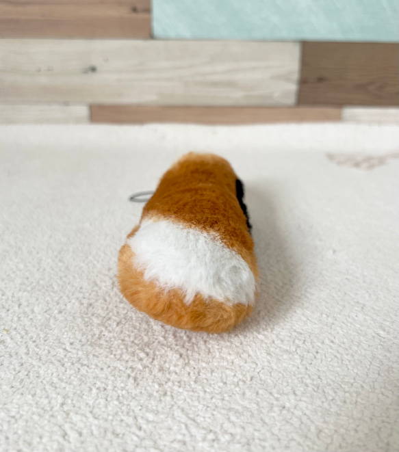 三毛猫柄　しっぽストラップ　しっぽキーホルダー　アニマルボア　akaneko 6枚目の画像