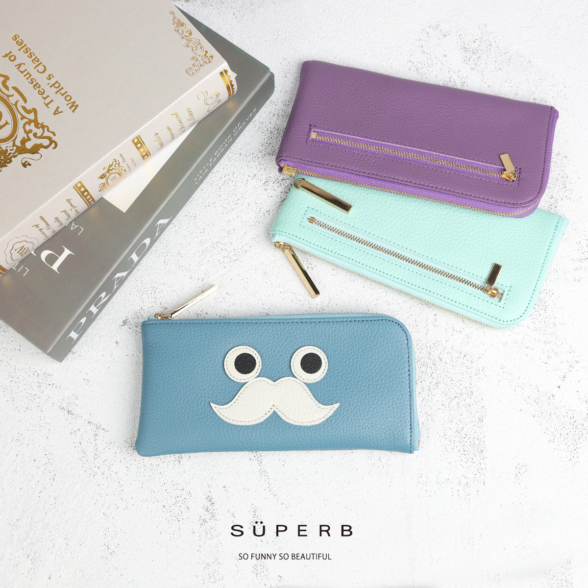 【おひげL字長財布/全22色】思わず誰かに見せたくなる/薄マチ軽量のモンスターL字財布/L字長財布【おひげ】