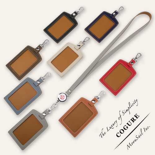 縦型 本革IDカードケース パスケース リールクリップ付き 8色 <COPIDN