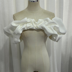 ウエディングドレス.白.チュール.Aライン.リボン.オフショルダー.Y2519