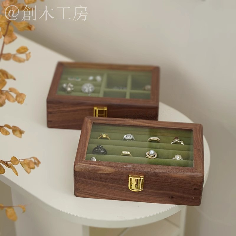 北欧風アクセサリーボックス 婚約指輪収納 小物入れ ジュエリーケース 木製 インテリア 誕生日プレゼント