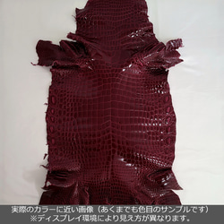 ワニ革 クロコ グレージング仕上げ  ボルドー No.C007922 2枚目の画像