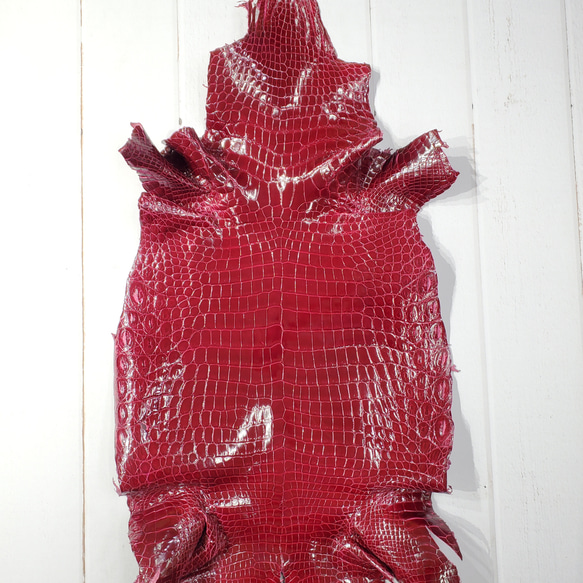 ワニ革 クロコ グレージング仕上げ ボルドー No.C007924 その他素材