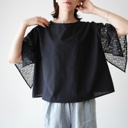 LACE SLEEVE ネックリボンブラウス black 7枚目の画像