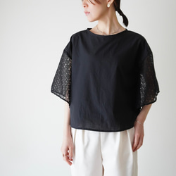 LACE SLEEVE ネックリボンブラウス black 9枚目の画像