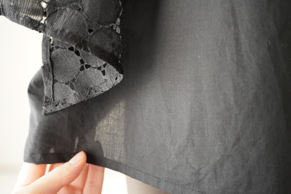LACE SLEEVE ネックリボンブラウス black 6枚目の画像