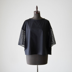 LACE SLEEVE ネックリボンブラウス black 5枚目の画像