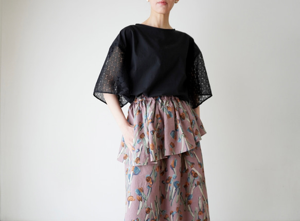 LACE SLEEVE ネックリボンブラウス black 12枚目の画像