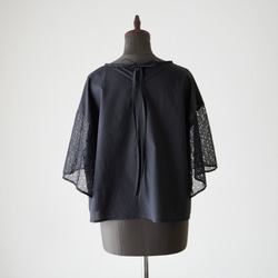 LACE SLEEVE ネックリボンブラウス black 4枚目の画像