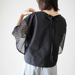 LACE SLEEVE ネックリボンブラウス black 3枚目の画像