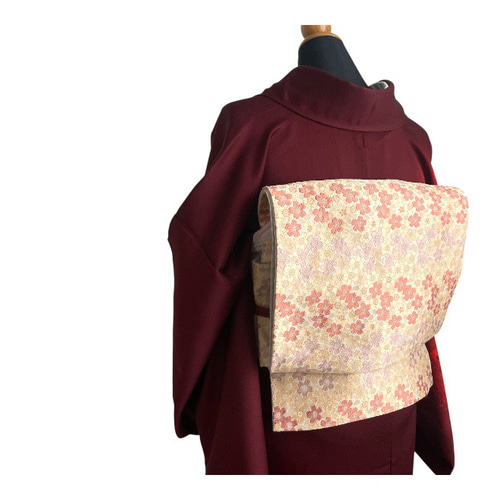*着物反物*　結城紬藍色と辻ヶ花　大人の兵児帯　半幅帯　長尺475　ハンドメイド 着物反物* 結城紬藍色と辻ヶ花 大人の兵児帯 半幅帯 長尺475cm