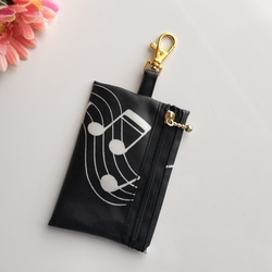 再販！リール付き♪キーケース♪リボン柄 グレー ランドセル用キー