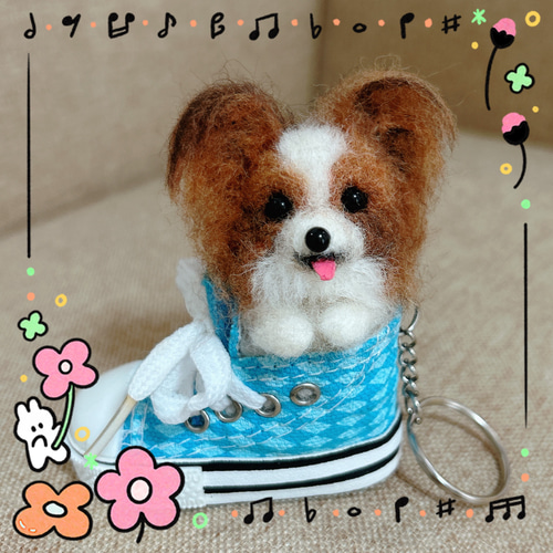専用　羊毛フェルト　パピヨン 送料無料】羊毛フェルト パピヨン 羊毛フェルト ♡ron♡ 通販