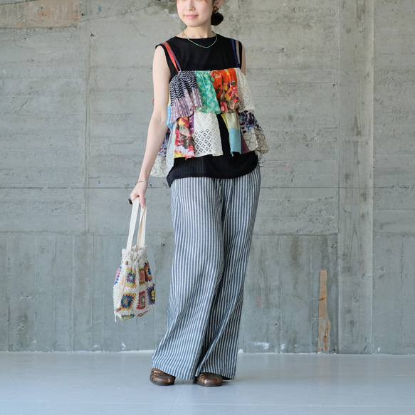 【素材の旅2025】彩りを重ねる♪カラフルパッチワークキャミベスト（25s-06）パターンA 8枚目の画像