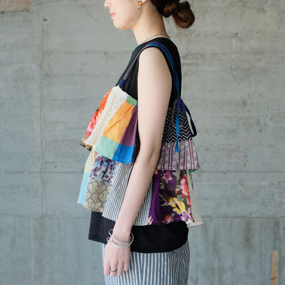 【素材の旅2025】彩りを重ねる♪カラフルパッチワークキャミベスト（25s-06）パターンA 3枚目の画像