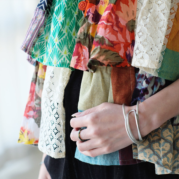 【素材の旅2025】彩りを重ねる♪カラフルパッチワークキャミベスト（25s-06）パターンA 12枚目の画像