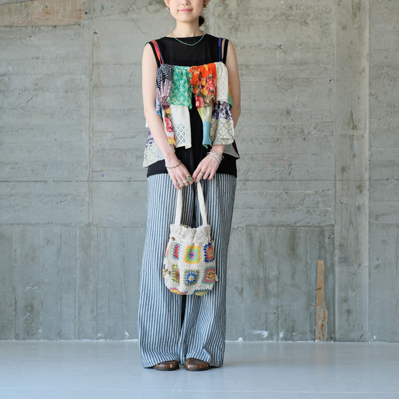 【素材の旅2025】彩りを重ねる♪カラフルパッチワークキャミベスト（25s-06）パターンA 6枚目の画像