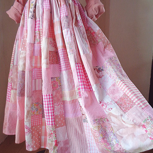 小柄さん♥83㎝丈♥絵画なパッチワーク♥pink♥ボリューム