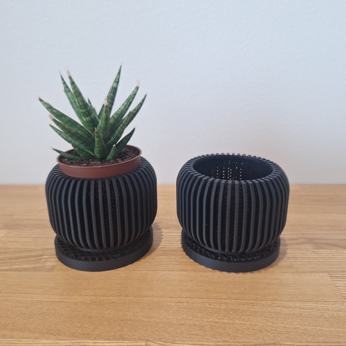 3Dプリンター鉢 2個セット 2号 ジャイロイド 北欧 モダン 多肉植物