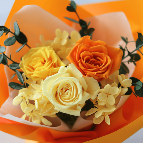 イエロー系プリザーブドフラワーブーケ good luckブーケ(イエロー) /花束プリザーブドフラワー【送料無料】