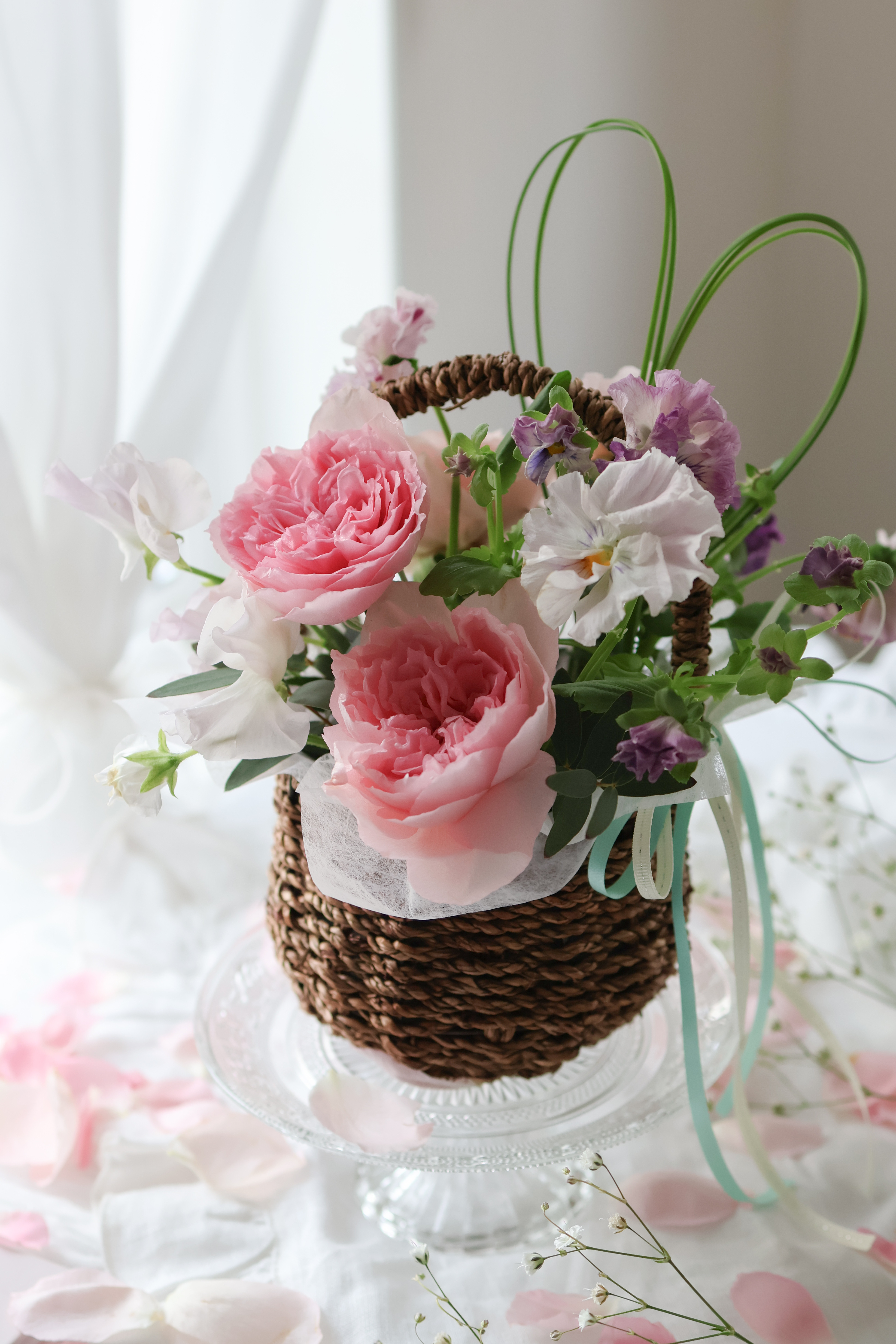 バスケットのハートアレンジメント♡生花