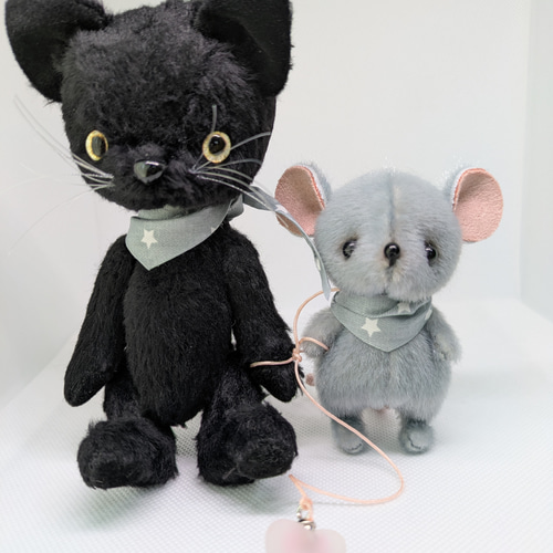 ハンドメイド* ぬいぐるみ*ねことねずみ*ハ—ト*ペア ぬいぐるみ☆ネコとねずみ☆ハ—ト☆ペア ぬいぐるみ オハナ 通販