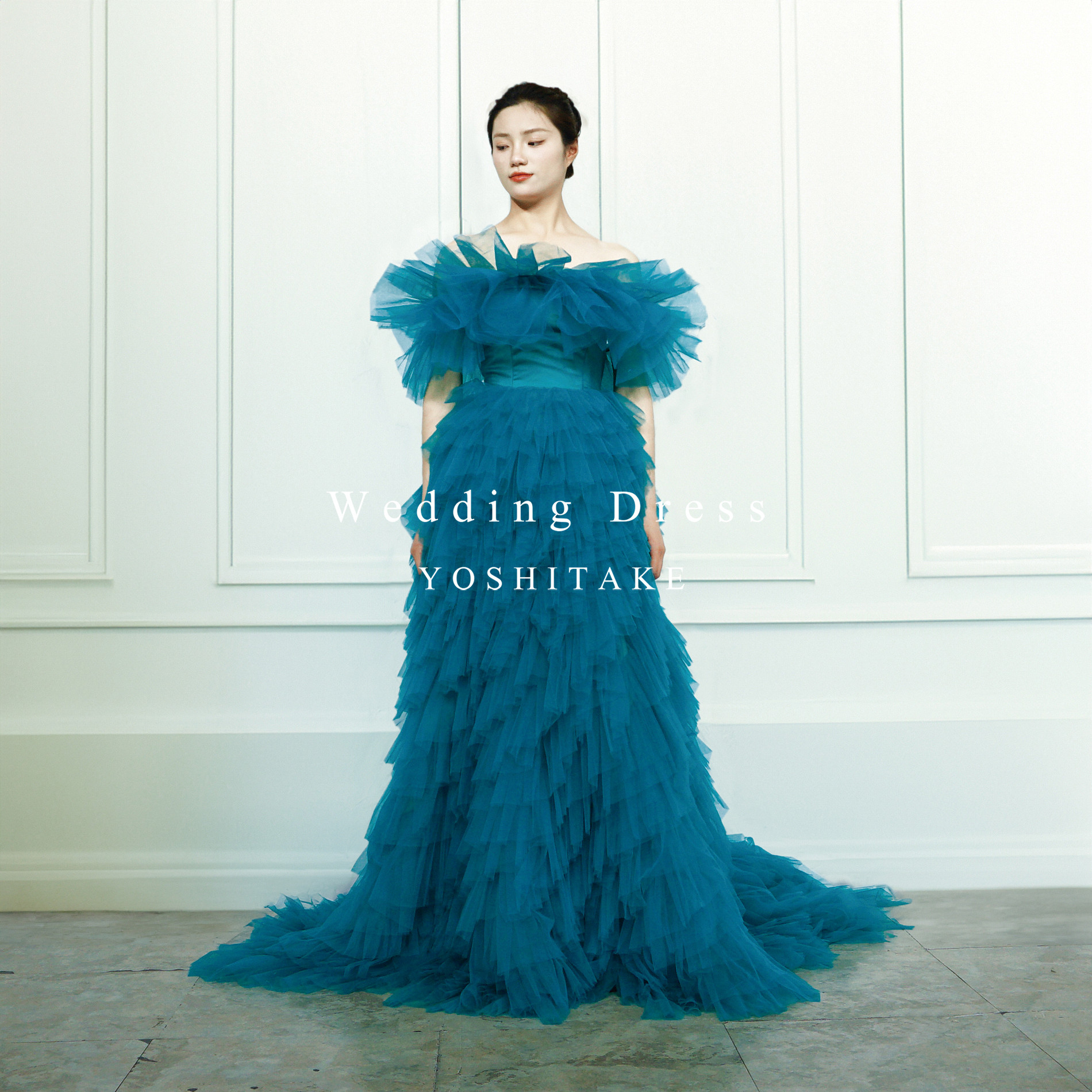 ウエディングドレス.カラードレス.ブルー.オフショルダー.チュール.Y2513