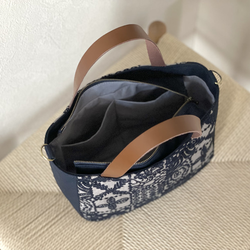 限定⚮̈ミナペルホネン forest tile グレー まるっこかくれんぼトート