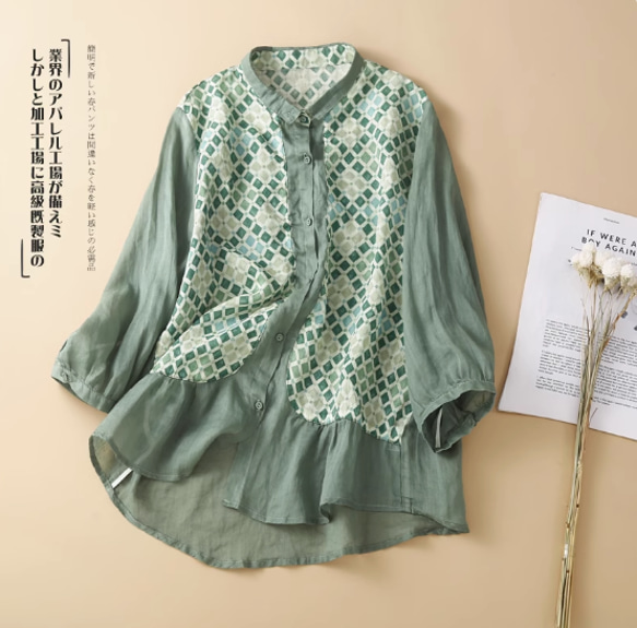 春夏.花柄シャツワンピース/長袖ロングシャツ/キレイな 3枚目の画像