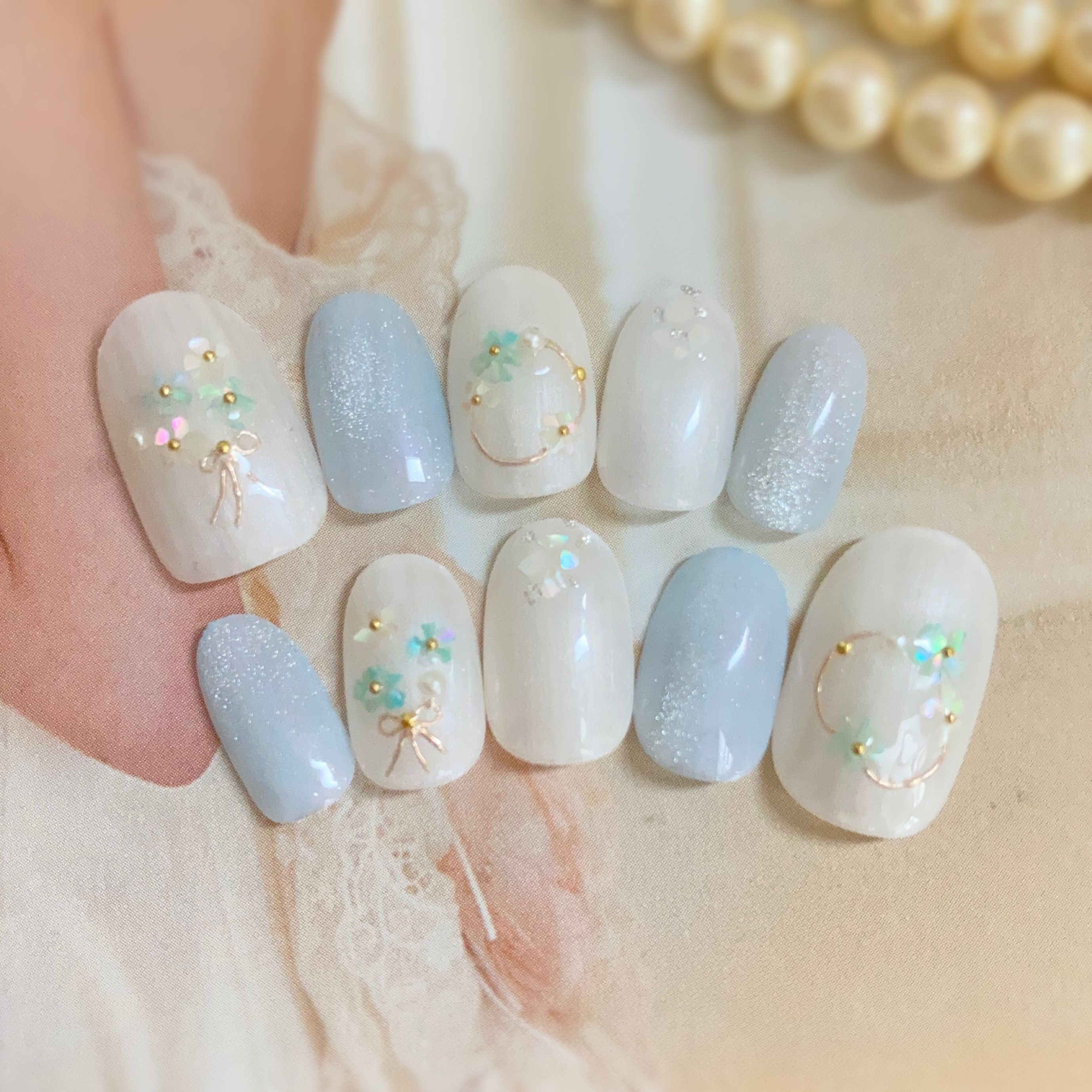 ブライダルネイルチップ 和装ネイルチップ 白無垢ネイルチップ ウエディングネイルチップ  イベントネイルチップ