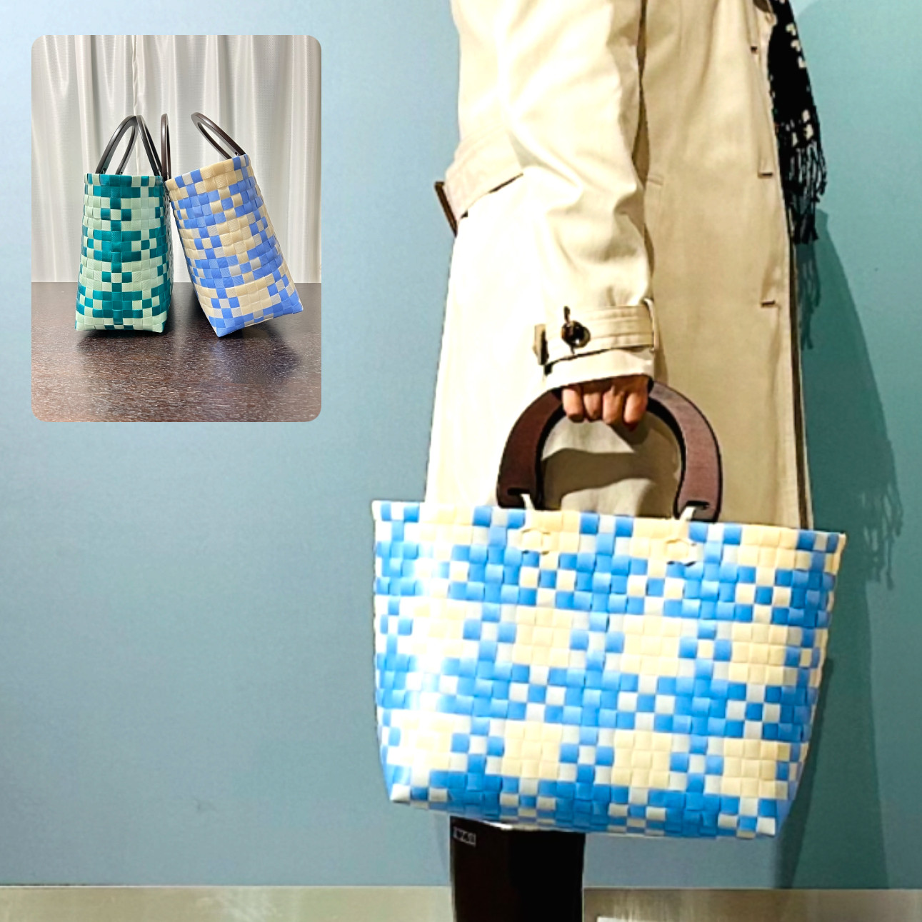 ★送料込み★バスケなプラかご【青色系、緑色系】