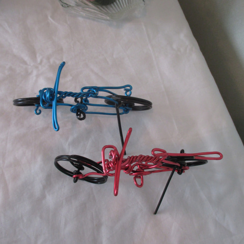 ☆ワイヤークラフト 自転車 赤＆青 2台セット ハンドメイド ワイヤー