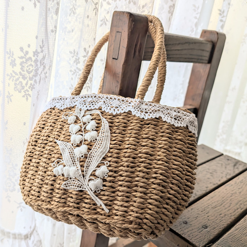 オプションで麦わら帽子チャーム付き✨お洒落moriガールのすずらん刺繍