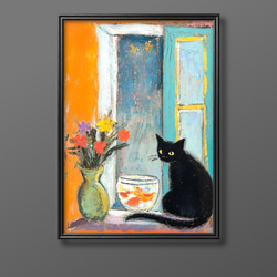 絵画。原画【ラベンダーの花の海に白い猫と星の願い】 絵画