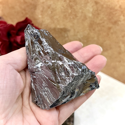 高純度テラヘルツ ☆ 光沢原石ブロック メタリックパターン 133g